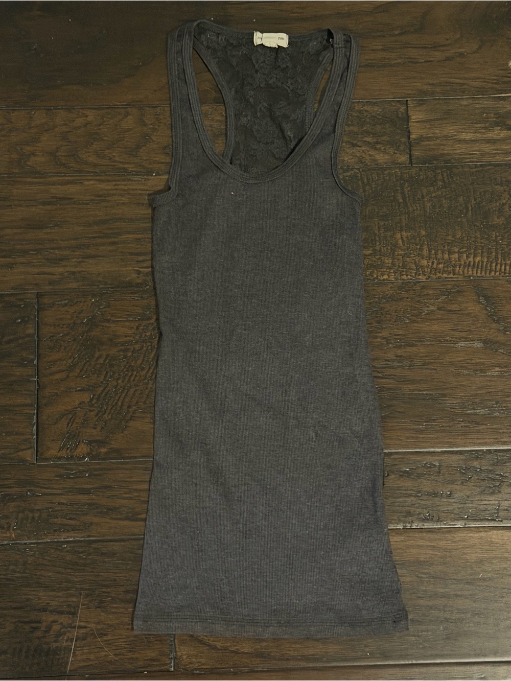 Zenana outfitters sheer lace gray tank top y2k